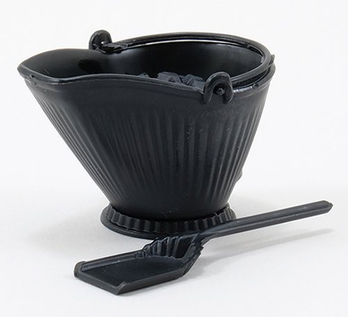 Dollhouse Miniature Coal Scuttle With Shovel & Coal